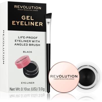 Makeup Revolution Gel Eyeliner Pot eyeliner-gel cu pensula culoare Black 3 g