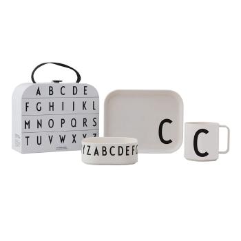 Set de luat masa pentru copii din 3 piese cu valiză Design Letters Classics C