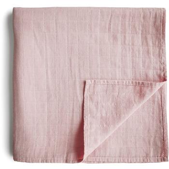 Mushie Muslin Swaddle Blanket Organic Cotton păturică de înfășat Rose Vanilla 120cm x 120cm 1 buc