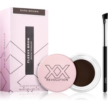 XX by Revolution FLEXX BROW gel de sprancene de lungă durată cu pensula culoare Dark Brown 2.5 g