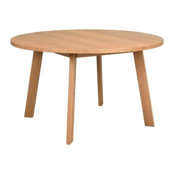 Masă de dining natural  rotundă extensibilă cu aspect de lemn de stejar ø 130 cm Glenside – Rowico