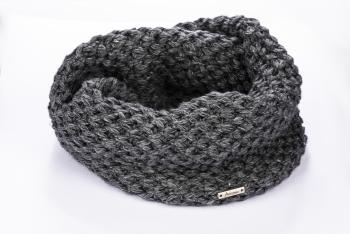 Fular de iarna tricotat (tunel) - gri inchis - Mărimea uni