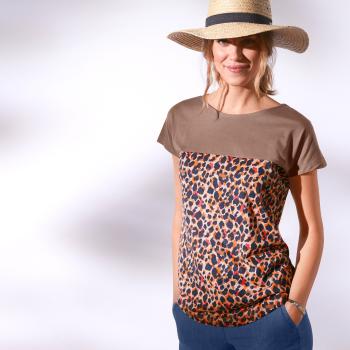 Tricou cu imprimeu - maro-alună - Mărimea 50