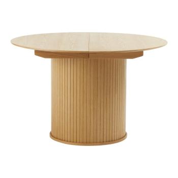 Masă de dining rotundă extensibilă cu aspect de lemn de stejar ø 120 cm Nola – Unique Furniture