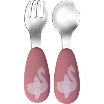 Tryco Cutlery Swan tacâmuri pentru copii Dusty Rose 2 buc