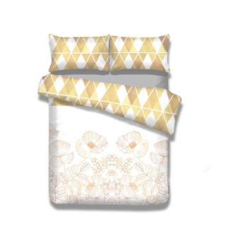 Lenjerie de pat din flanel AmeliaHome Golden Poppy, 200 x 220 cm + 70 x 90 cm