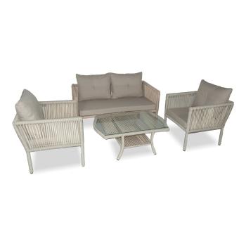 Set mobilier de grădină crem din ratan artificial pentru patru persoane Shangai 38 – Floriane Garden