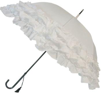 Blooming Brollies Umbrelă deschidere automată cu tijă femei White Triple Frill BCS3FWH