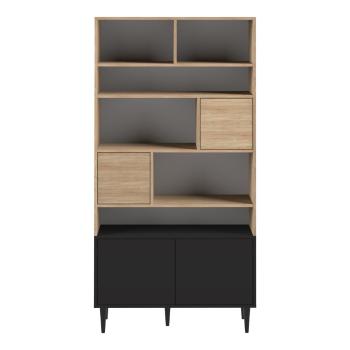 Bibliotecă neagră cu aspect de stejar 90x180 cm Horizon - TemaHome