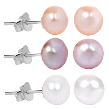 JwL Luxury Pearls Set exclusiv de 3 perechi de cercei perla - alb, somon, violet JL0426