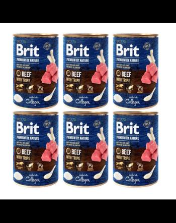 BRIT Premium by Nature Beef and tripes 6x400 g vita si maruntaie, hrana umeda caini