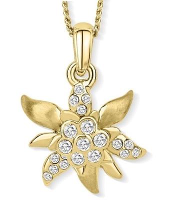 CRYSTalp Colier elegant placat cu aur Floare de colț cu cristale 3159.G