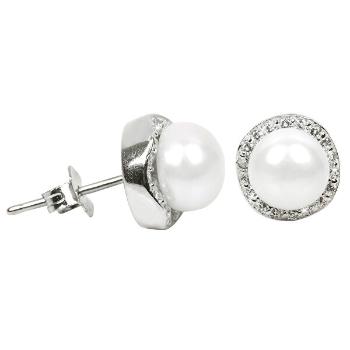 JwL Luxury Pearls Cercei din argint cu perlă reală și cristale JL0290 