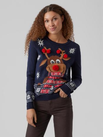 Vero Moda New Frosty Deer Pulover Albastru