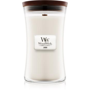 Woodwick Linen lumânare parfumată  cu fitil din lemn 609.5 g