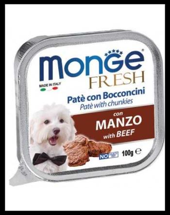 MONGE Fresh Pate pentru caini, cu carne de vita, 100 g