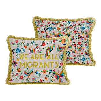 Pernă decorativă cu amestec de in Madre Selva Migrants, 50 x 35 cm