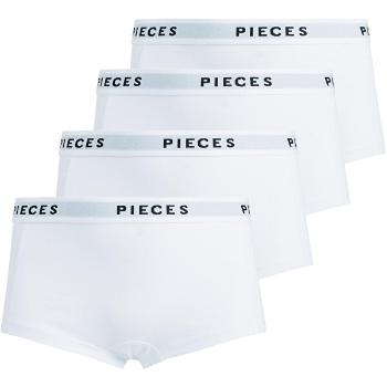 Pieces 4 PACK - chiloți pentru femei Boxer PCLOGO 17106857 Bright alb L