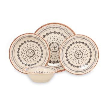 Set veselă 24 piese din gresie ceramică Kütahya Porselen Geometric