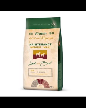 FITMIN Dog Nutritional Programme Medium Maxi Maintenance Lamb&amp;Beef 12 kg Sac hrana uscata caini talie medie si mare, cu miel si vita