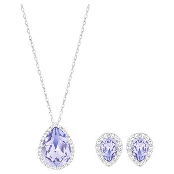 Swarovski Set fermecător de bijuterii cu cristale albastre Fashion Jewelry5347548 (cercei, colier)