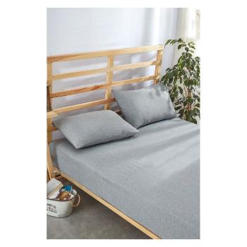 Set cearșaf și față de pernă gri din bumbac cu elastic 180x200 cm – Mila Home