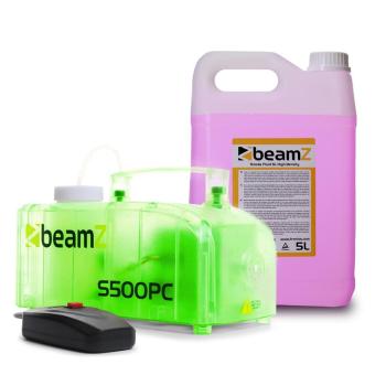 Beamz S500PC, mașină de ceață, inclusiv 5 litri lichid de ceață, RGB, LED-uri, 500 W, transparent