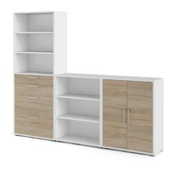 Bibliotecă modulară albă/cu aspect de lemn de stejar 268x222 cm Prima – Tvilum