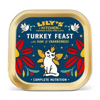 LILY'S KITCHEN Christmas Turkey Feast, Curcan și Șuncă, taviță hrană umedă fără cereale pisici, (In Suc Propriu), 85g