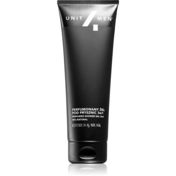 Unit4Men Perfumed shower gel șampon, balsam și gel de duș 3 în 1 produs parfumat Citrus and Musk 200 ml