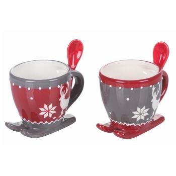 Set 12 căni de Crăciun cu linguriță Villa d'Este Chamonix with Sled, 110 ml