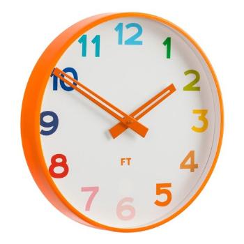 Ceas de perete Future Time FT5010OR Rainbow orange, pentru copii, de design, diam. 30 cm