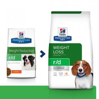 HILL'S Prescription Diet r/d Wheight Loss, Pui, dietă veterinară câini, hrană uscată, metabolism (obezitate si diabet), 4kg