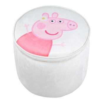 Puf de copii alb cu tapițerie din catifea Peppa Pig – Roba