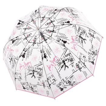 Doppler Umbrelă pentru femei de tip bastonFiberLong Automatic transparent St.Tropez 7405427S