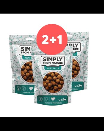 SIMPLY FROM NATURE Meat Balls chiftele curcan si legume pentru caini 2 x 80g + 80g GRATIS