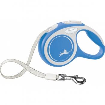 FLEXI New Comfort XS, lesă retractabilă câini, 12kg, bandă, 3m, albastru