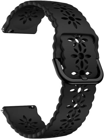 4wrist Curea din silicon cu model floral 22 mm - Black