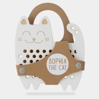 Milin Big Wooden Lacing Toy Cat Sophia jucărie cu activități 17 cm x 16 cm x 0,7 cm 1 buc