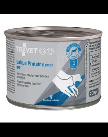 TROVET Unique Protein Lamb UPL pentru caini si pisici 200 g dieta eliminare, cu miel