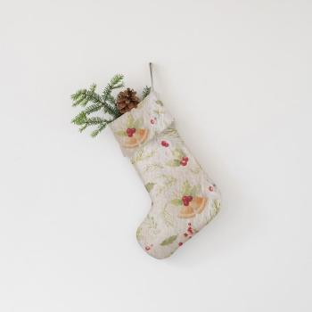 Decorațiune ciorap de Crăciun din material textil Christmas Print Natural – Linen Tales