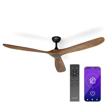 Klarstein Ventilator de tavan Bahama Breeze Smart | palete rotor din lemn masiv | telecomandă + control prin aplicație