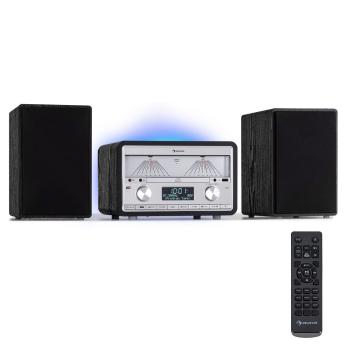 Auna Elton, sistem stereo, CD, BT, MP3, DAB+, radio FM, contorizator VU, iluminare din spate