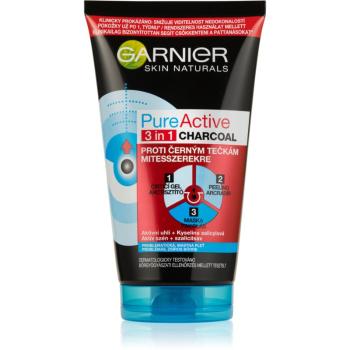 Garnier Pure Active mască facială neagră, contra punctelor negre și a acneei, cu cărbune activ 3 în 1 150 ml