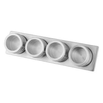 Set 4 recipiente cu suport din inox pentru mirodenii Fackelmann