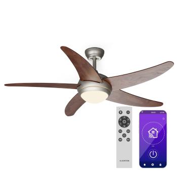 Klarstein Bolero 2 în 1, ventilator de tavan, Ø 132 cm, lumină 55 W, telecomandă, control prin aplicație, funcționare în două direcții