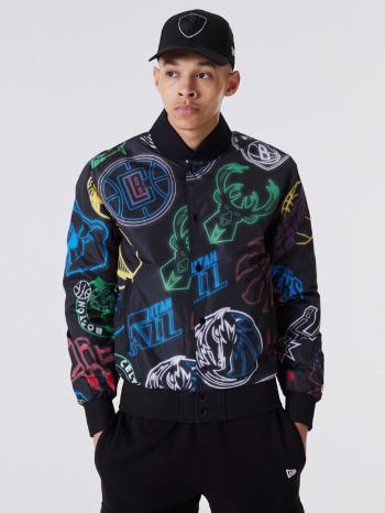 New Era NBA All Over Print Bomber Jachetă Negru