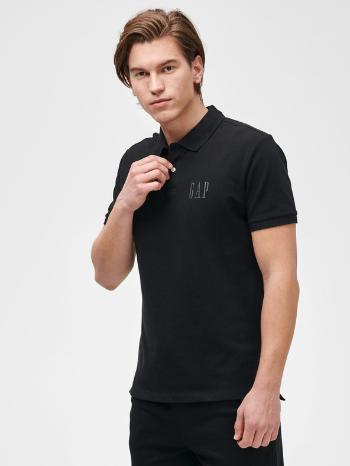 GAP Logo pique Polo Tricou Negru