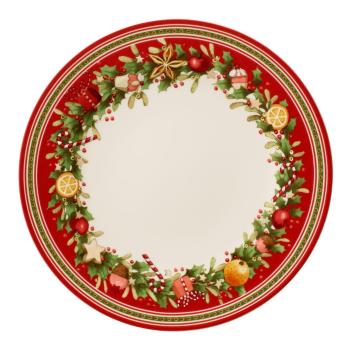 Farfurie din porțelan cu model de Crăciun Winter Bakery Delight Villeroy&Boch, ø 27 cm, roșu - alb