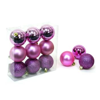 Set 9 decorațiuni de Crăciun Unimasa Caja, roz - violet